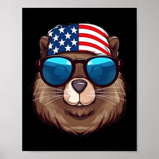 Póster El castor estadounidense con el Día de la Independ (Frente)