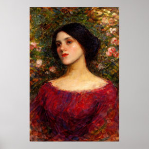 Póster El cenador de rosas por John William Waterhouse