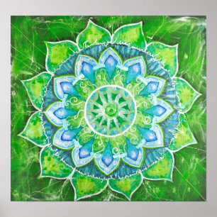 Póster El centro de energía del corazón chakra verde amor