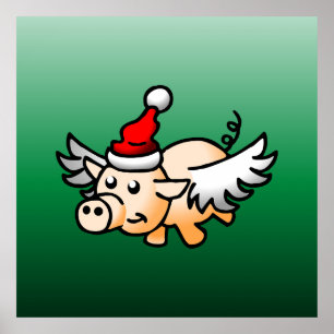 Póster El Cerdo de Navidad Volador