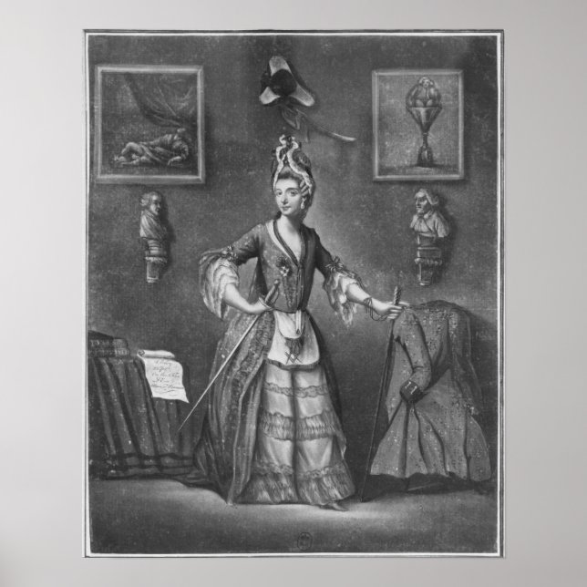 Póster El Chevalier d'Eon, vestido de mujer (Frente)