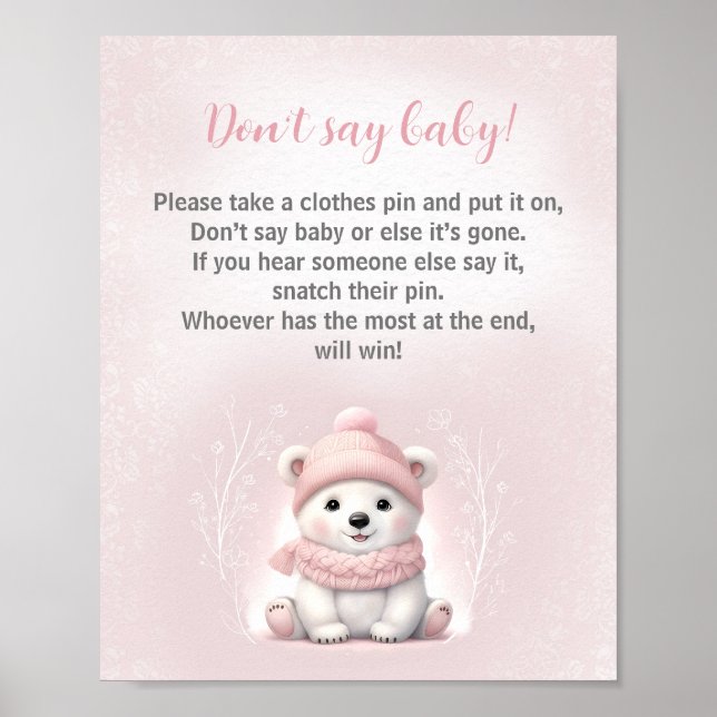 Póster El Chica de invierno del oso Baby Shower no dice j (Frente)