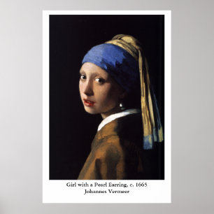Póster El Chica de Johannes Vermeer con una Perla
