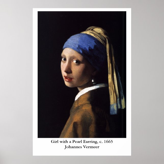 Póster El Chica de Johannes Vermeer con una Perla (Frente)