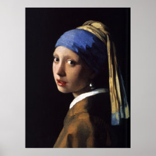 Póster El Chica de Johannes Vermeer con una Perla