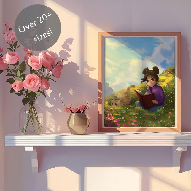 Póster El Chica de lectura y el Poster de gato aburrido (Subido por el creador)