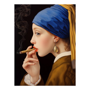 Póster El Chica de Vermeer con la perla que humeaba