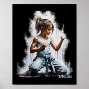 Póster El Chica Del Guerrero Del Karate De La Diabetes Ti