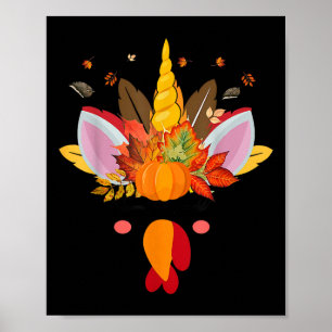 Póster El Chica Del Otoño De Unicornio De Turquía Se Enfr