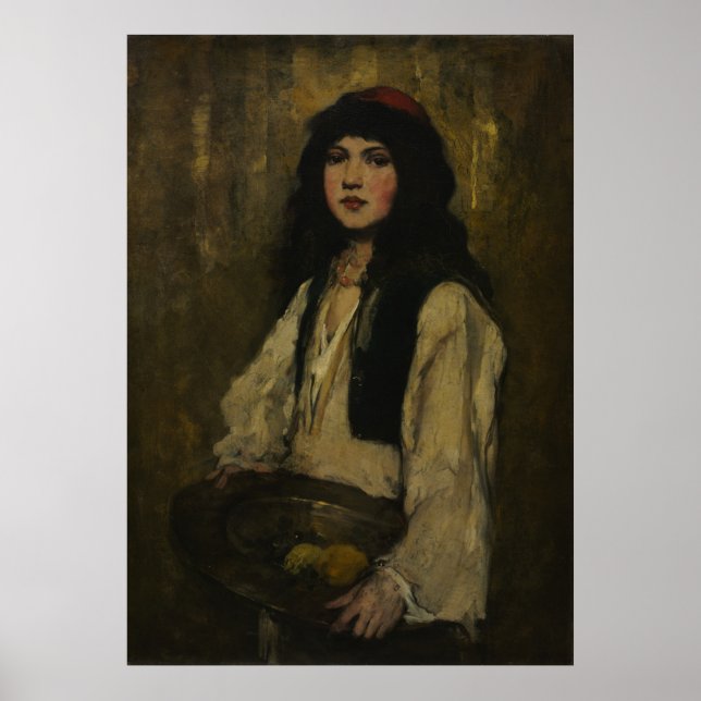 Póster El Chica veneciano, c. 1880. Frank Duveneck, Oil (Frente)