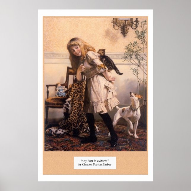 Póster El Chica victoriano Gatita Perro "cualquier puerto (Frente)