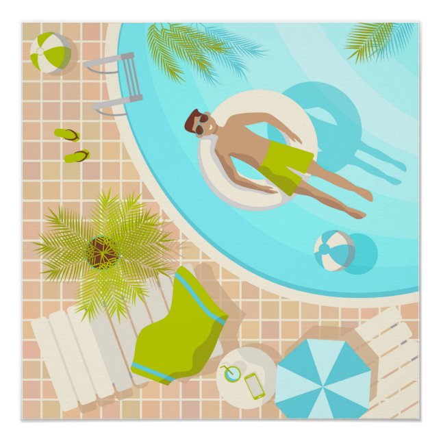 Póster El chico de la piscina en vacaciones de playa de v (Anverso)