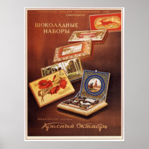 Póster El chocolate soviético de la URSS marca publicidad