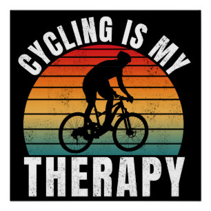 Póster El ciclismo es mi terapia Tipografía Vintage Diver