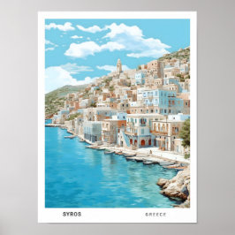 Póster El cielo azul en Syros Grecia Viajes de época