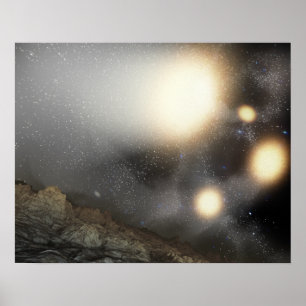 Póster El cielo nocturno según lo visto de un avión