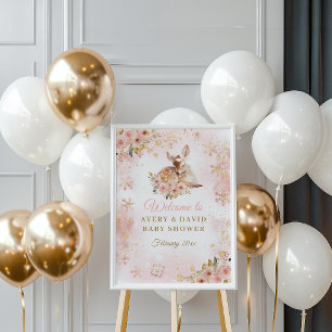 Póster El ciervo rosa de invierno es un Baby Shower Chica