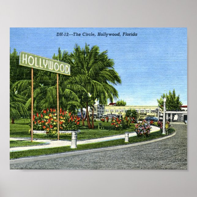 Póster El círculo, Hollywood, Florida Vintage (Frente)