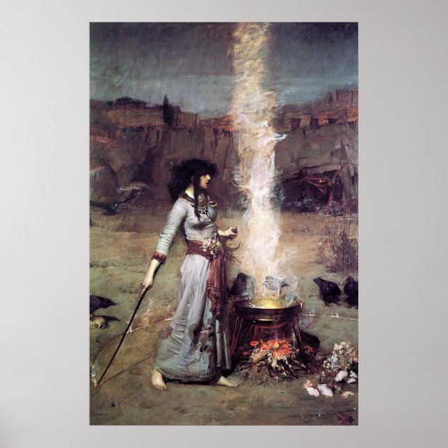 Póster El círculo mágico de John William Waterhouse -1886 (Frente)