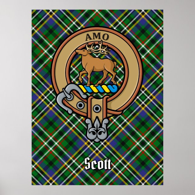Póster El clan Scott Escudo sobre el Tartán Verde (Frente)