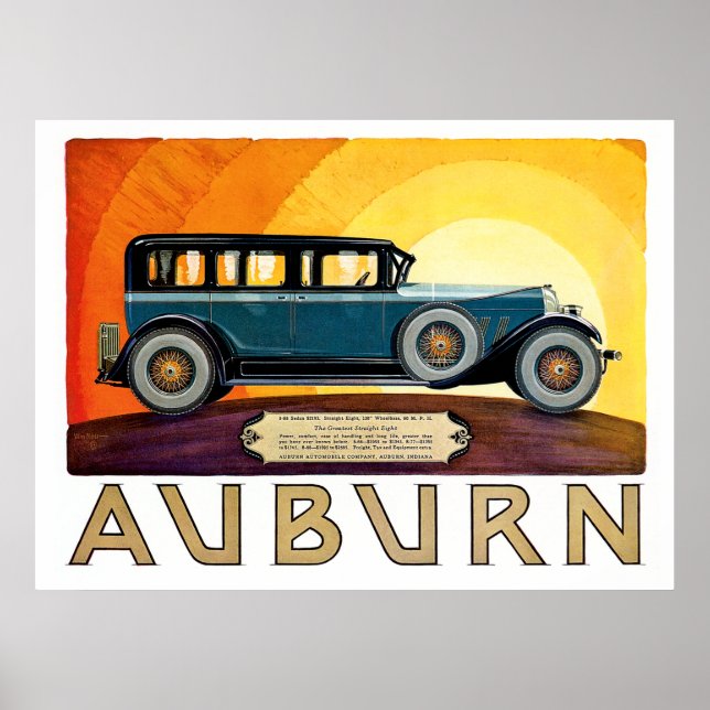 Póster El clásico Auburn Sedan (Frente)