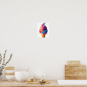 Póster El clásico cono de helado vibrante de SlipperyJoe 