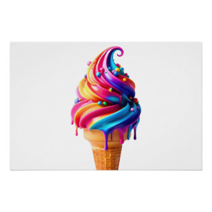 Póster El clásico cono de helado vibrante de SlipperyJoe'