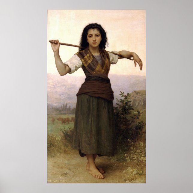 Póster El clásico de Bouguereau de 1889 pintando la pasto (Frente)