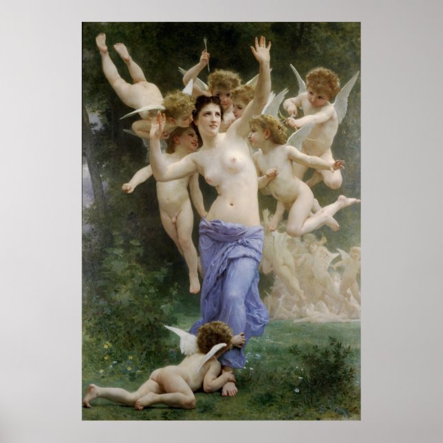 Póster El clásico de Bouguereau de 1892 pintando el nido  (Frente)