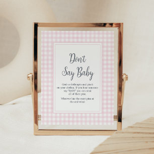 Póster El clásico de Gingham Baby Shower no dice nada