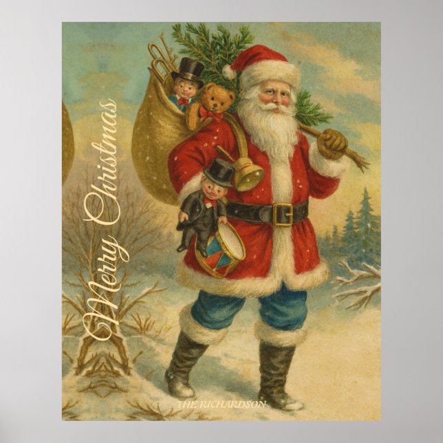 Póster El clásico Papá Noel Vintage Christma (Frente)