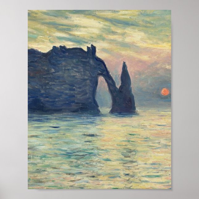 Póster El Cliff Etretat Sunset De Claude Monet (Frente)