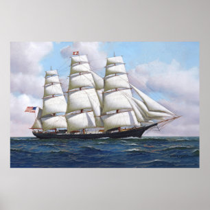 Póster El Clipper Estadounidense Volando Nube En Vela Com
