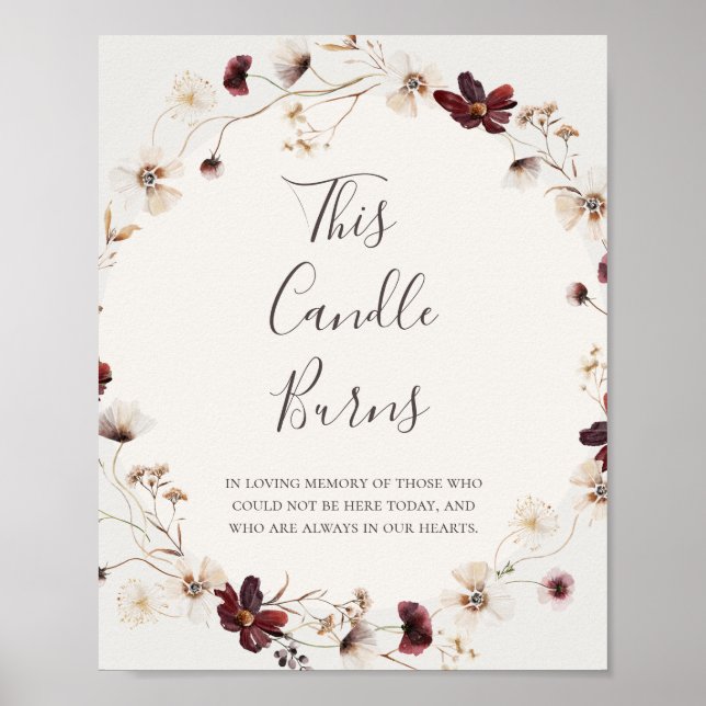 Póster El cobre de la flor de borgoña Beige esta vela ard (Frente)