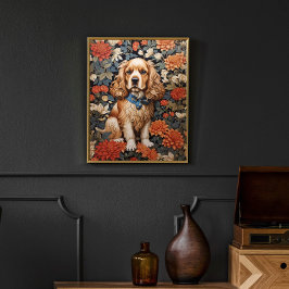 Póster El Cocker Spaniel William Morris inspiró la floral