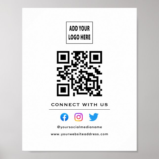 Póster El Código QR Sigue El Escáner Para Conectarse Con  (Frente)