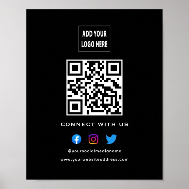 Póster El Código QR Sigue El Escáner Para Conectarse Con  (Frente)