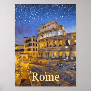Póster El Coliseo de Roma de noche