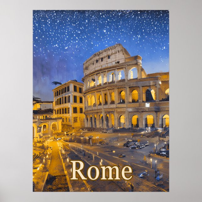 Póster El Coliseo de Roma de noche (Frente)