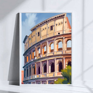 Póster El Coliseo Roma Acuarela Viaje 