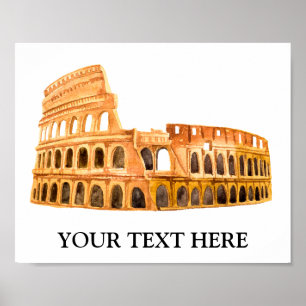 Póster El Coliseo Roma, Italia Diseño Personalizado