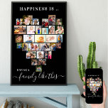 Póster El Collage de fotos cardíaco la felicidad es famil<br><div class="desc">Crea tu propio poster personalizado con 29 de tus fotos favoritas y tu(s) apellido(s). La plantilla de fotos está configurada para crear un collage de fotos en forma de corazón de amor, mostrando tus fotos en una mezcla de formatos de retrato, paisaje e imágenes cuadradas. Carga tus fotos trabajando en...</div>