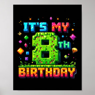 Póster El colorido cumpleaños de Pixel es mi octavo cumpl