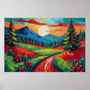 Póster El colorido paisaje rural