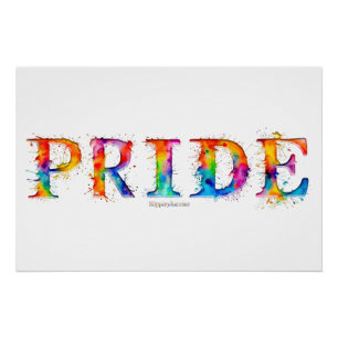 Póster El colorido y creativo texto temático del Orgullo