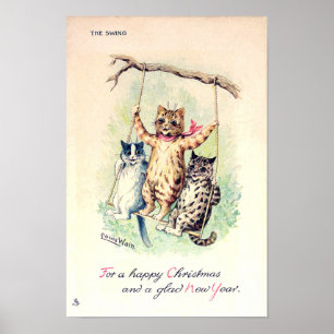 Póster El columpio, Navidad y Año Nuevo, Louis Wain