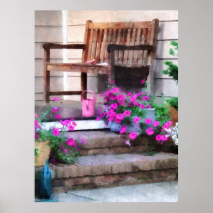 Póster El COMENZAR DEBAJO de $20 petunias y regaderas