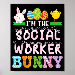Póster El conejo trabajador social día de pascua trabajo