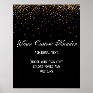 Póster El Confetti Gold Elegant Hazlo tú mismo Rótulo Bod