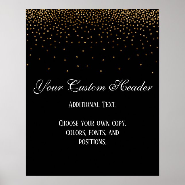 Póster El Confetti Gold Elegant Hazlo tú mismo Rótulo Bod (Frente)